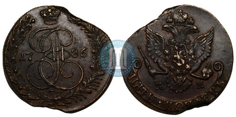 Фото 5 копеек 1786 года КМ 