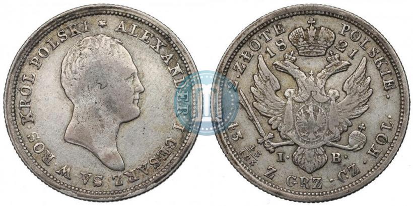 Фото 2 злотых 1821 года IB 