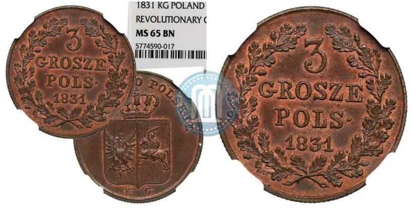 Picture 3 grosze 1831 year KG "Polish uprising"