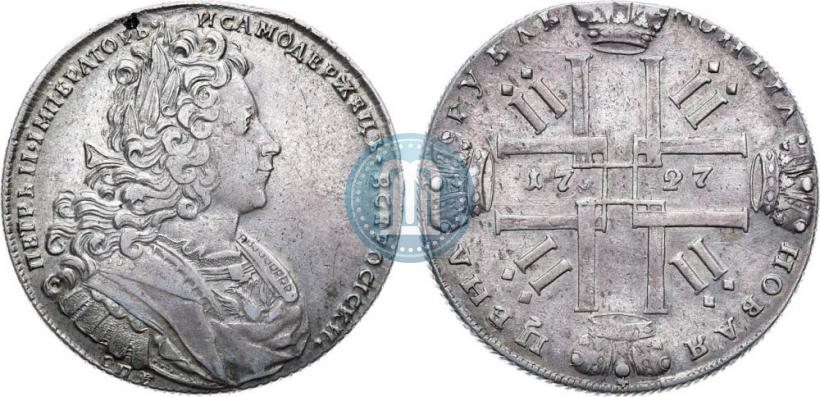 Фото 1 рубль 1727 года СПБ "Петербургский тип"