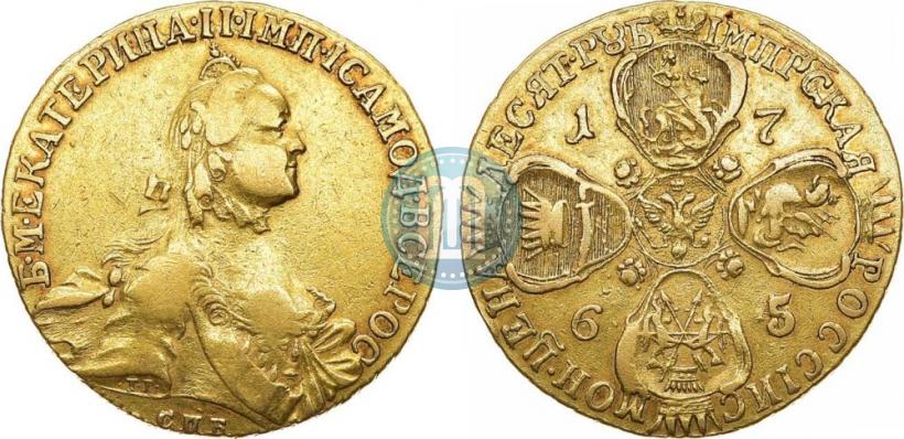 Picture 10 roubles 1765 year СПБ 