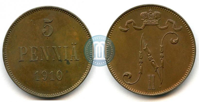 Picture 5 pennia 1910 year  