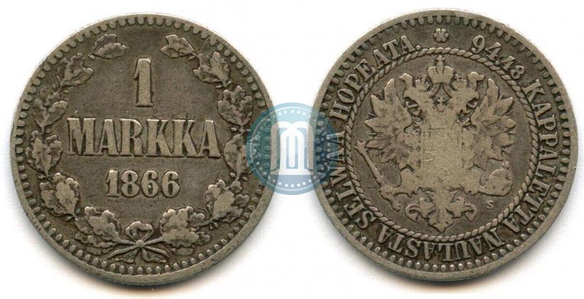 Picture 1 markka 1866 year S 