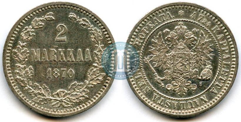 Picture 2 markkaa 1870 year S 