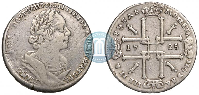 Фото 1 рубль 1725 года OK "Портрет в античных доспехах"