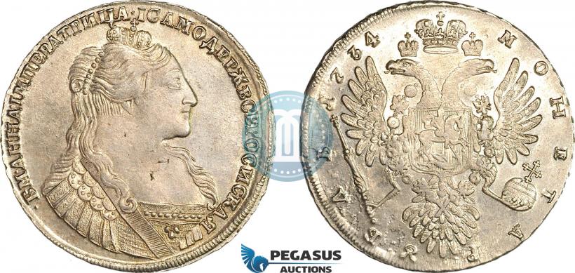 Фото 1 рубль 1734 года  "Тип 1735 года"