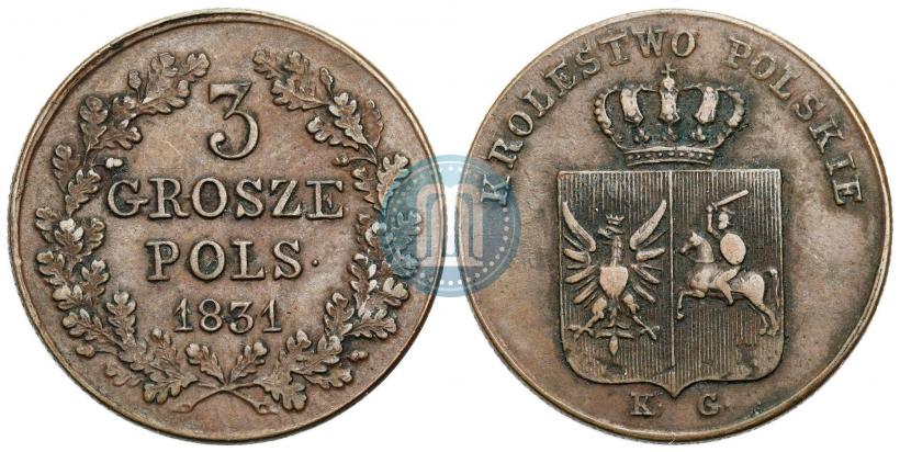 Picture 3 grosze 1831 year KG "Polish uprising"