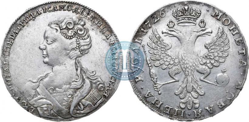 Picture 1 rouble 1726 year  "Moscow type, portrait turned to the left"
