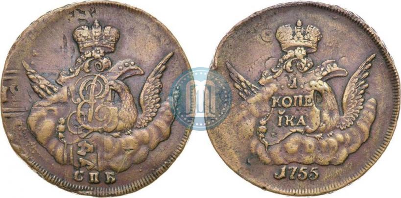 Picture 1 kopeck 1755 year СПБ 
