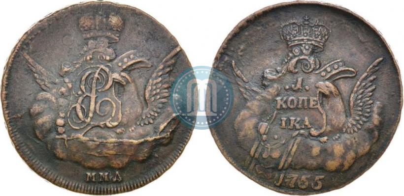 Фото 1 копейка 1755 года ММД 