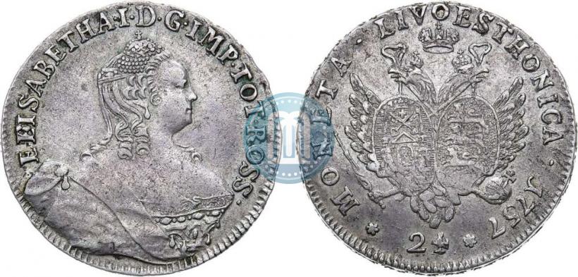 Picture 24 kopecks 1757 year  "For Livonia"