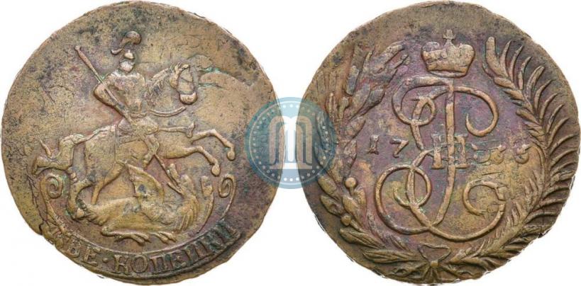 Picture 2 kopecks 1766 year  