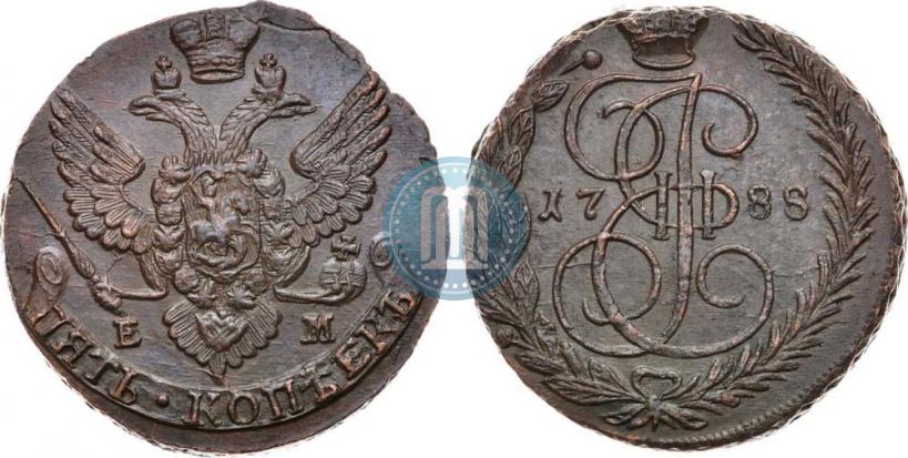 Picture 5 kopecks 1788 year ЕМ 