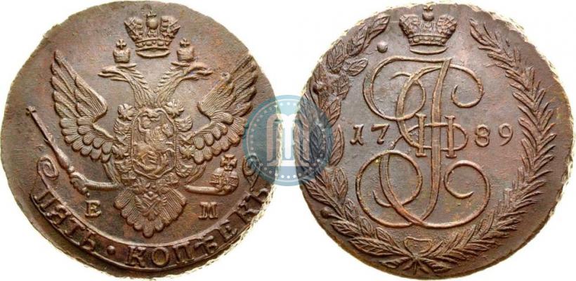 Picture 5 kopecks 1789 year ЕМ 
