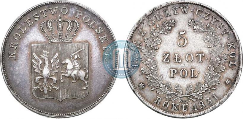 Picture 5 złotych 1831 year KG "Polish uprising"