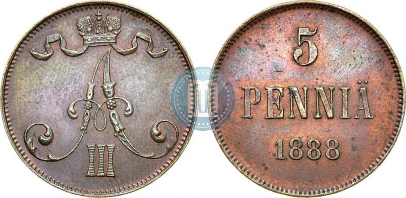 Picture 5 pennia 1888 year  