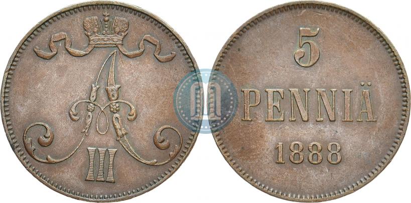 Picture 5 pennia 1888 year  
