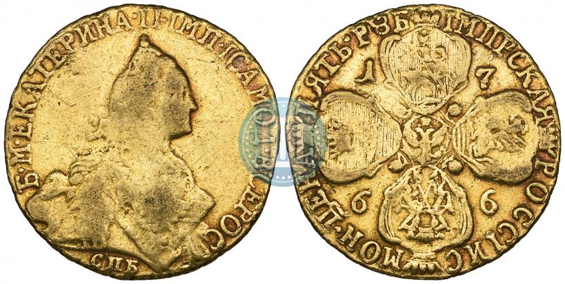 Picture 5 roubles 1766 year СПБ 