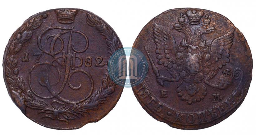 Picture 5 kopecks 1782 year ЕМ 