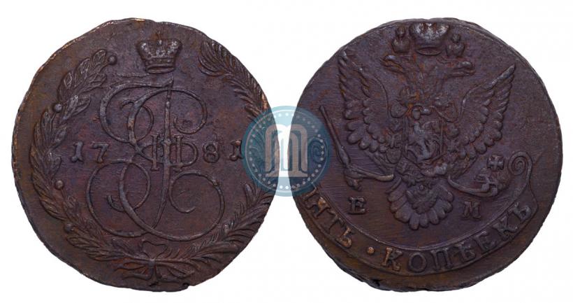 Picture 5 kopecks 1781 year ЕМ 