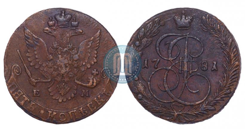Picture 5 kopecks 1781 year ЕМ 