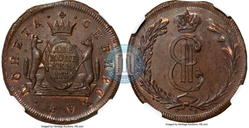 Picture 2 kopecks 1764 year  