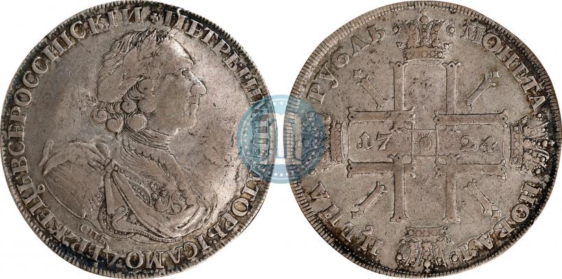 Picture 1 rouble 1724 year СПБ "Sun rouble, portrait in armour"