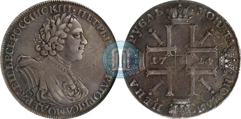 Picture 1 rouble 1724 year СПБ "Sun rouble, portrait in armour"