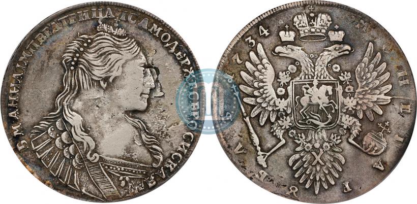 Фото 1 рубль 1734 года  "Тип 1735 года"