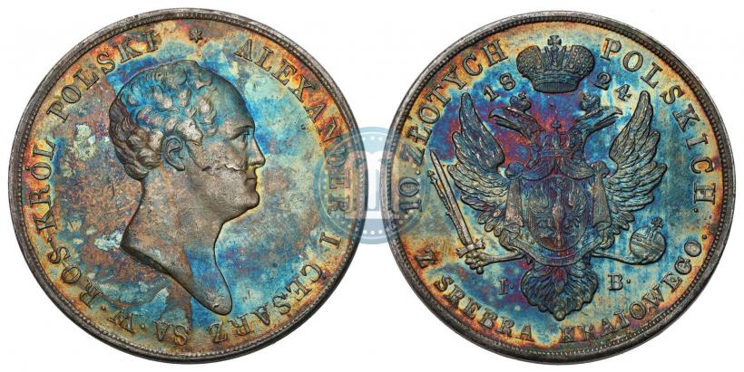 Picture 10 złotych 1824 year IB 