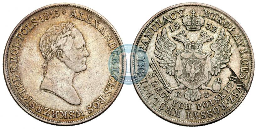 Picture 5 złotych 1832 year KG 