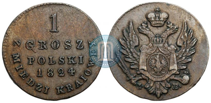 Фото 1 грош 1824 года IB "Z MIEDZI KRAIOWEY"