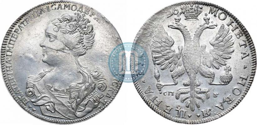 Picture 1 rouble 1726 year СПБ "Petersburg type, portrait turned to the left"