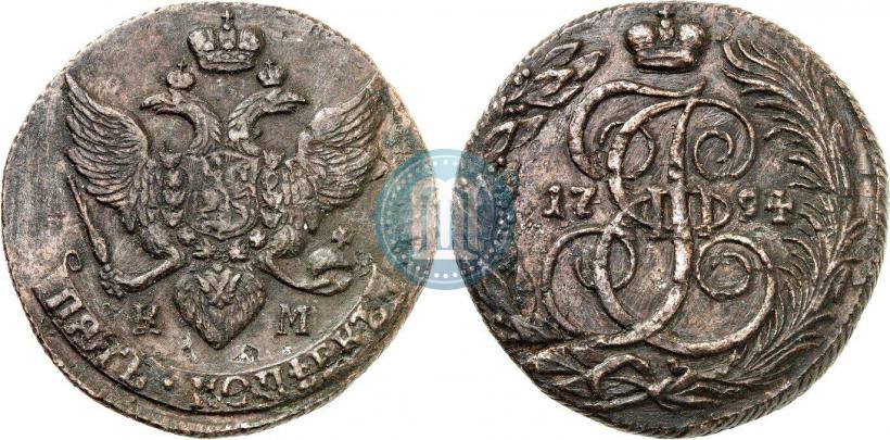Фото 5 копеек 1794 года КМ 