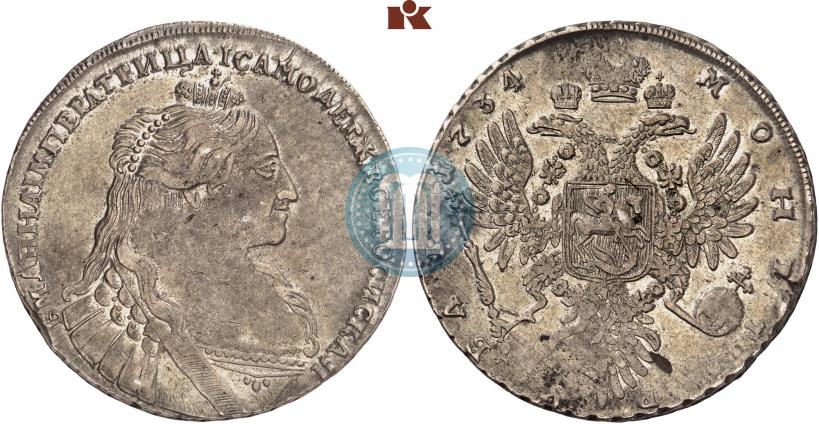 Фото 1 рубль 1734 года  "Тип 1735 года"