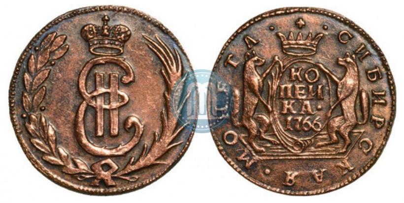 Picture 1 kopeck 1766 year КМ 