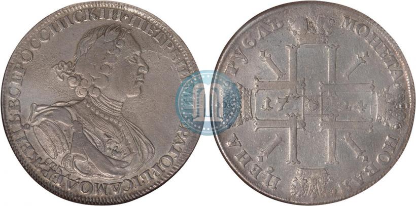 Picture 1 rouble 1724 year СПБ "Sun rouble, portrait in armour"