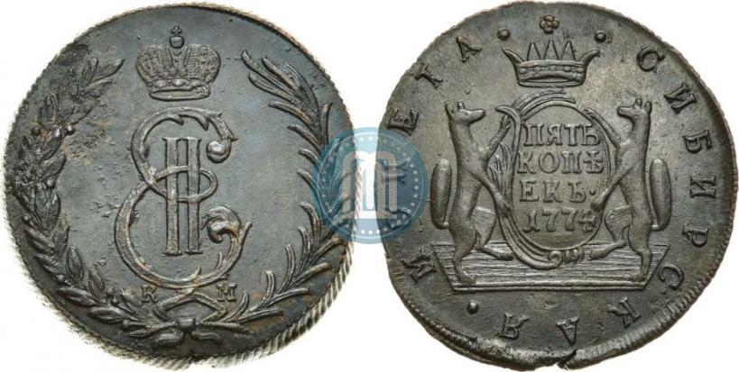 Picture 5 kopecks 1774 year КМ 