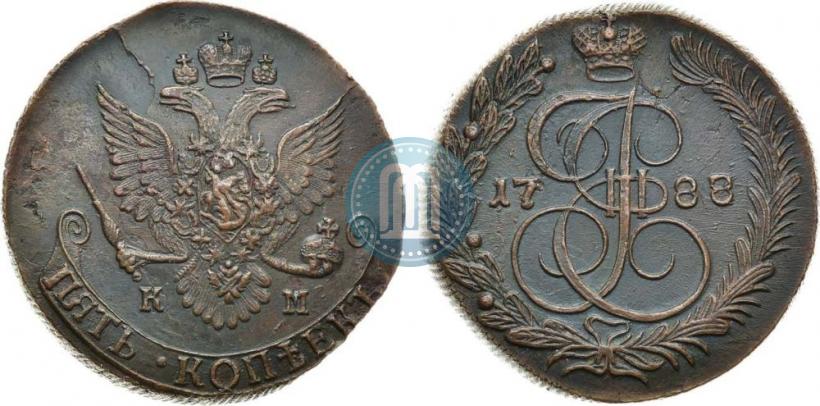 Фото 5 копеек 1788 года КМ 