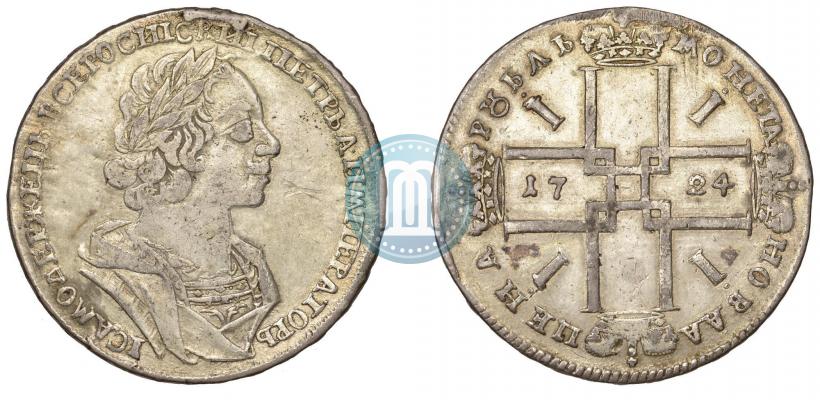 Фото 1 рубль 1724 года  "Портрет в античных доспехах"