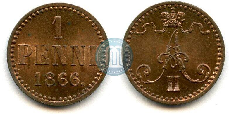 Фото 1 пенни 1866 года  