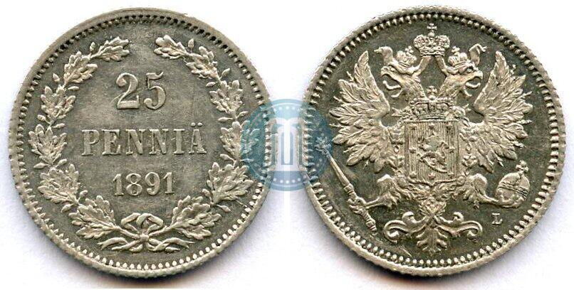 Picture 25 pennia 1891 year L 