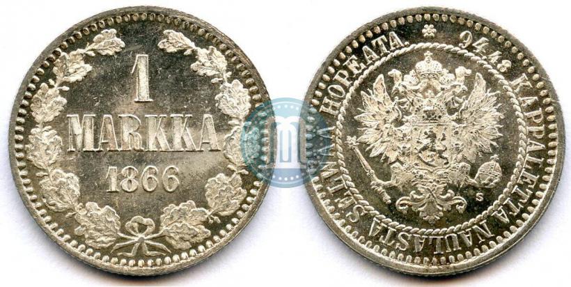Picture 1 markka 1866 year S 