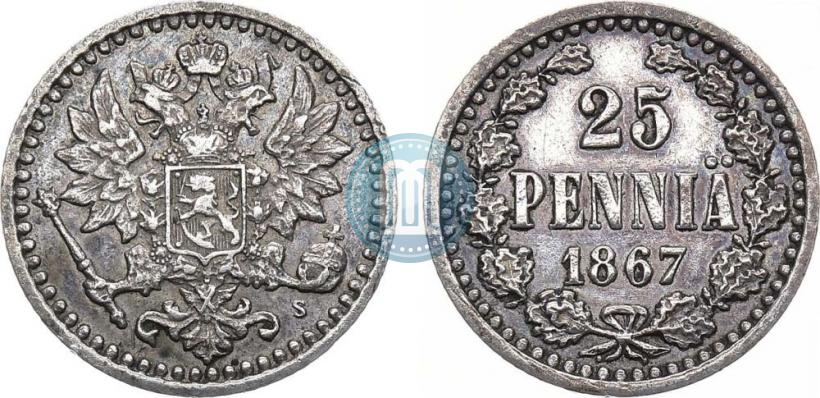 Фото 25 пенни 1867 года S 