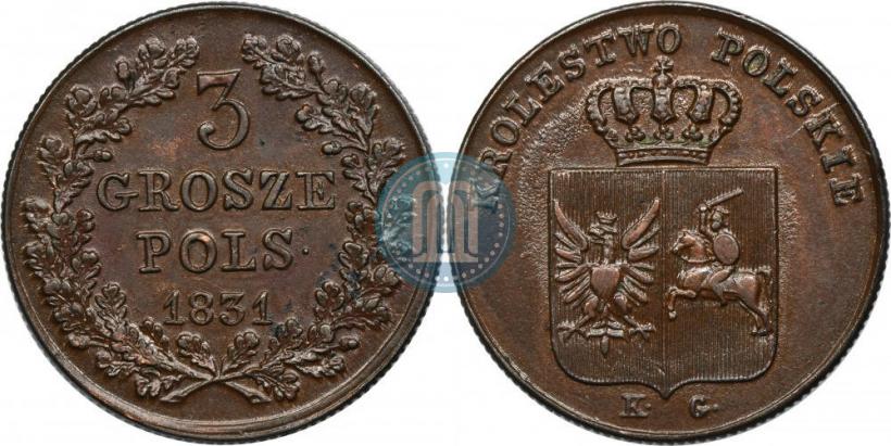 Фото 3 гроша 1831 года KG "Польское восстание"
