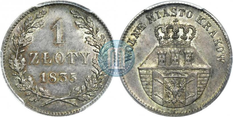 Picture 1 złoty 1835 year  "Free city of Kraków"