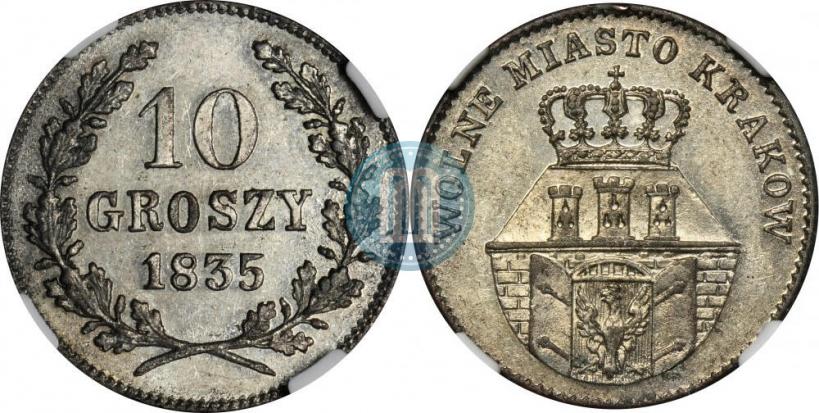 Picture 10 groszy 1835 year  "Free city of Kraków"