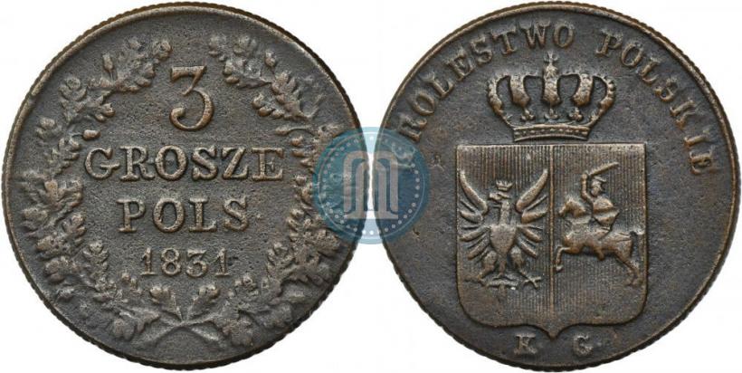 Picture 3 grosze 1831 year KG "Polish uprising"