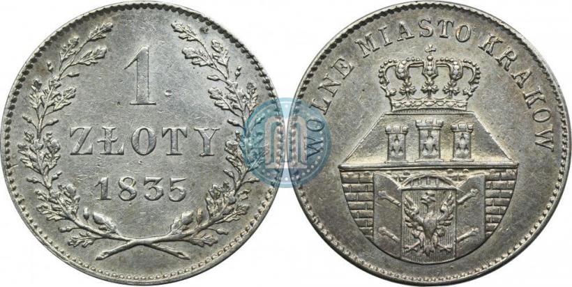 Picture 1 złoty 1835 year  "Free city of Kraków"