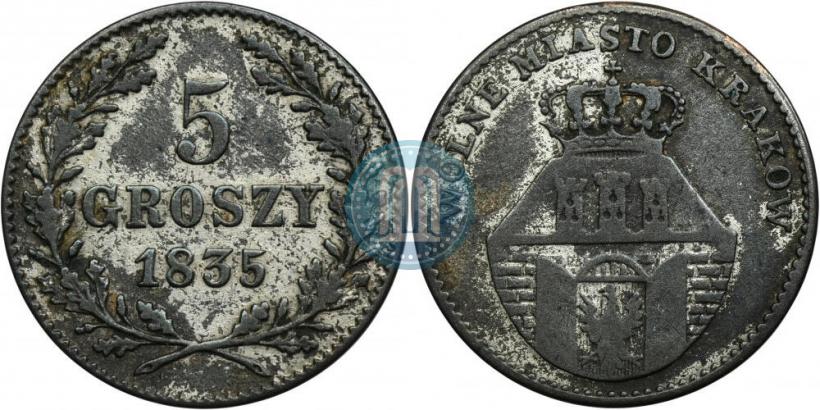 Фото 5 грошей 1835 года  "Свободный город Краков"